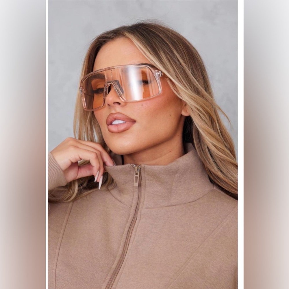 Oversized PLT Shield Sunglasses in Amber Tint